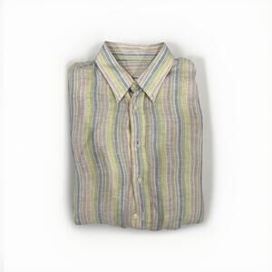 INGRAM MENS LONG SLEEVE 100% LINEN RAINBOW SHIRT XL MADE  ITALY GREAT CONDITION!